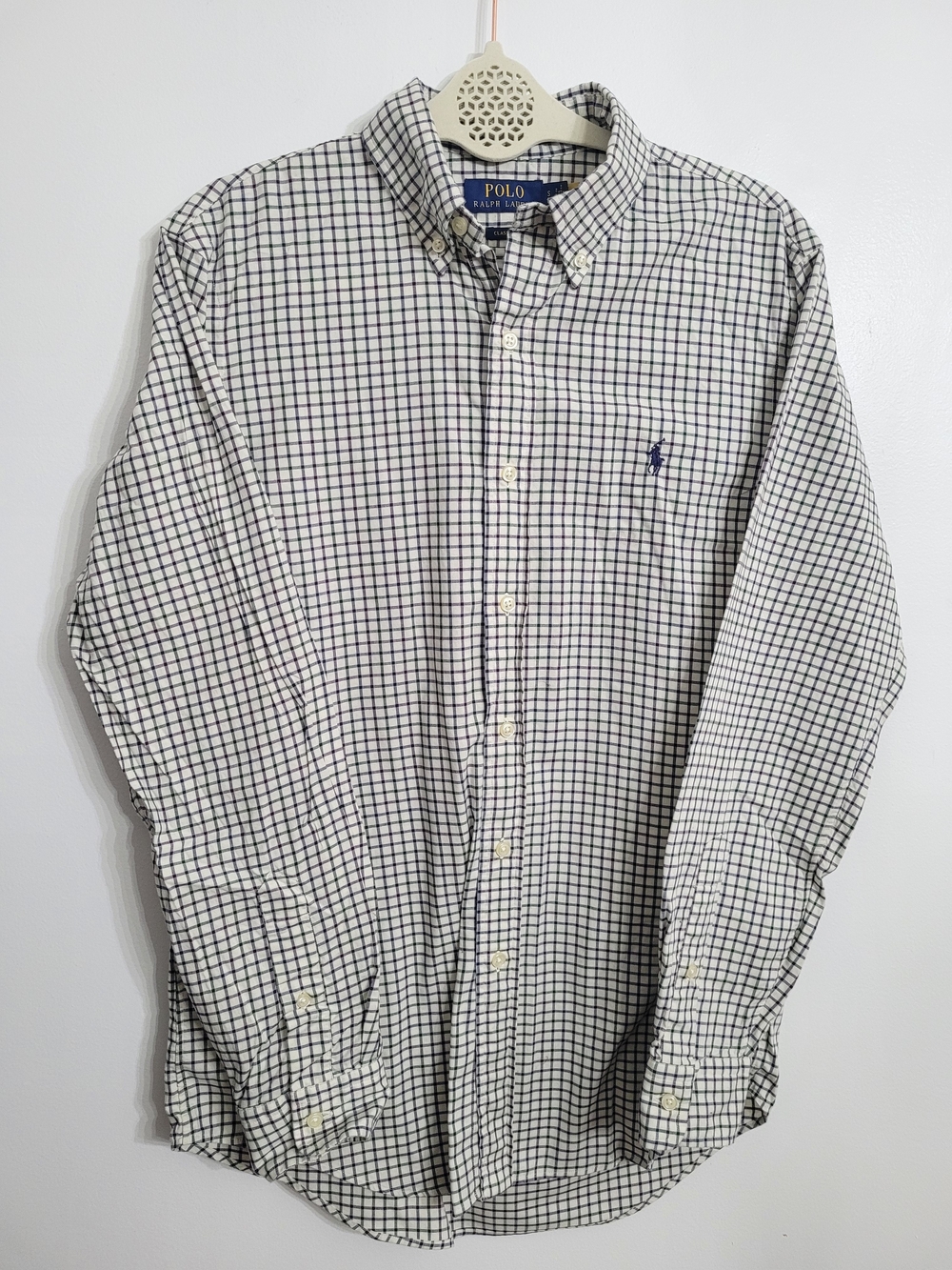Polo Ralph Lauren Classic Fit Plaid Twill Shirt Cotton Small Green Purple White
